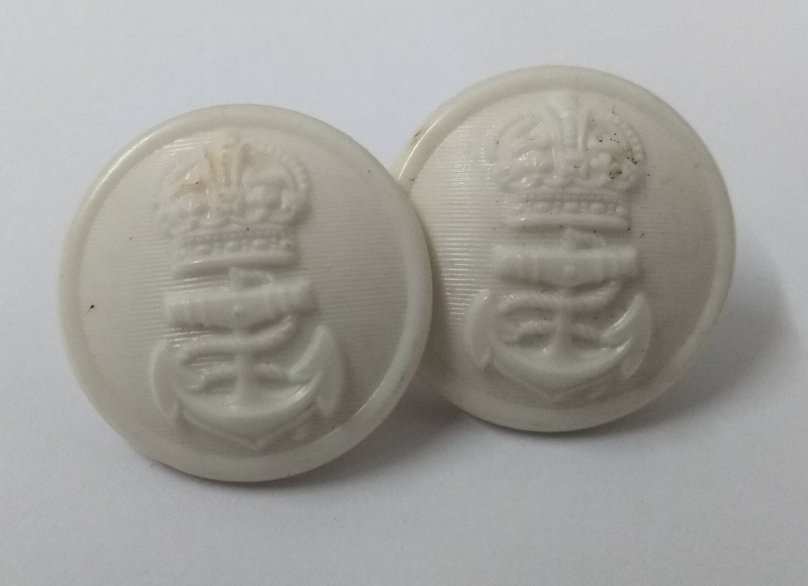 Genuine Vintage British Royal Navy RN White Kings Crown Naval Dress Buttons