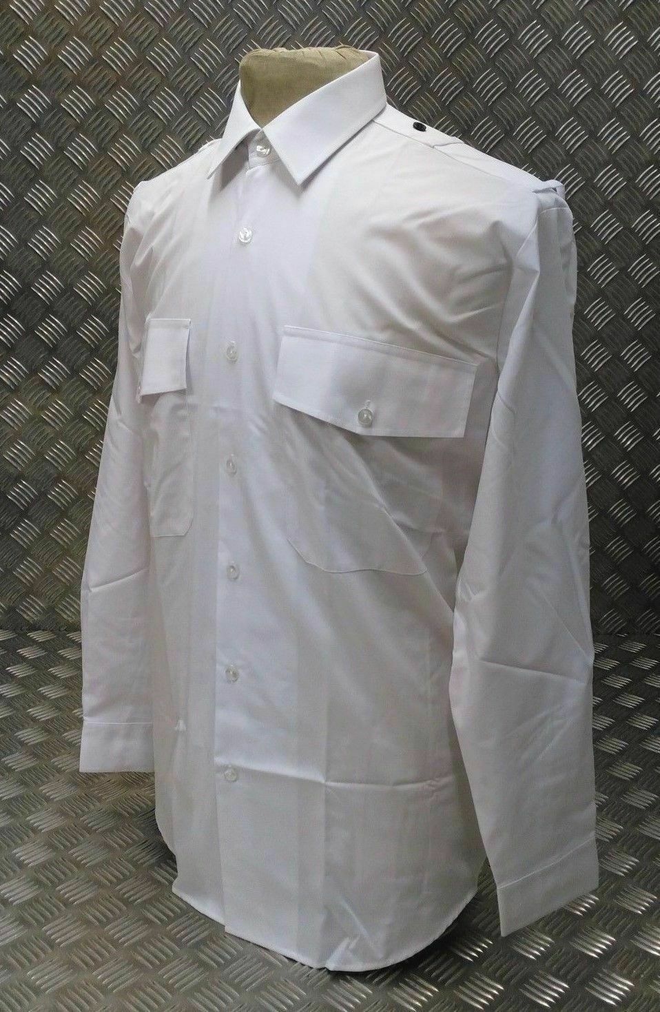Dress Shirt White long Sleeves Security Officer's 18.5" Collar PS1