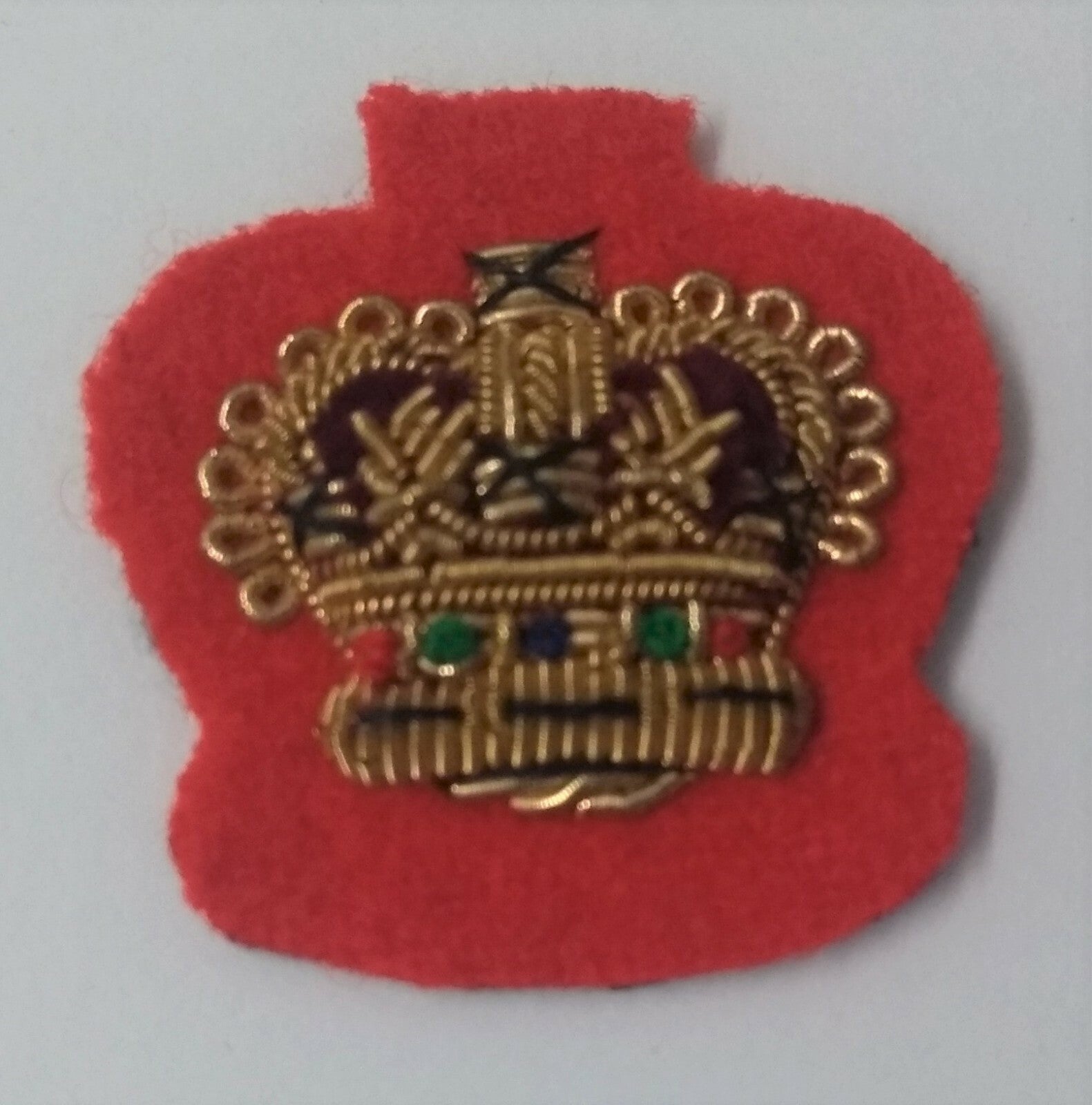 Genuine Vintage British Braided Decorative ⅝" Crown on Red Felt