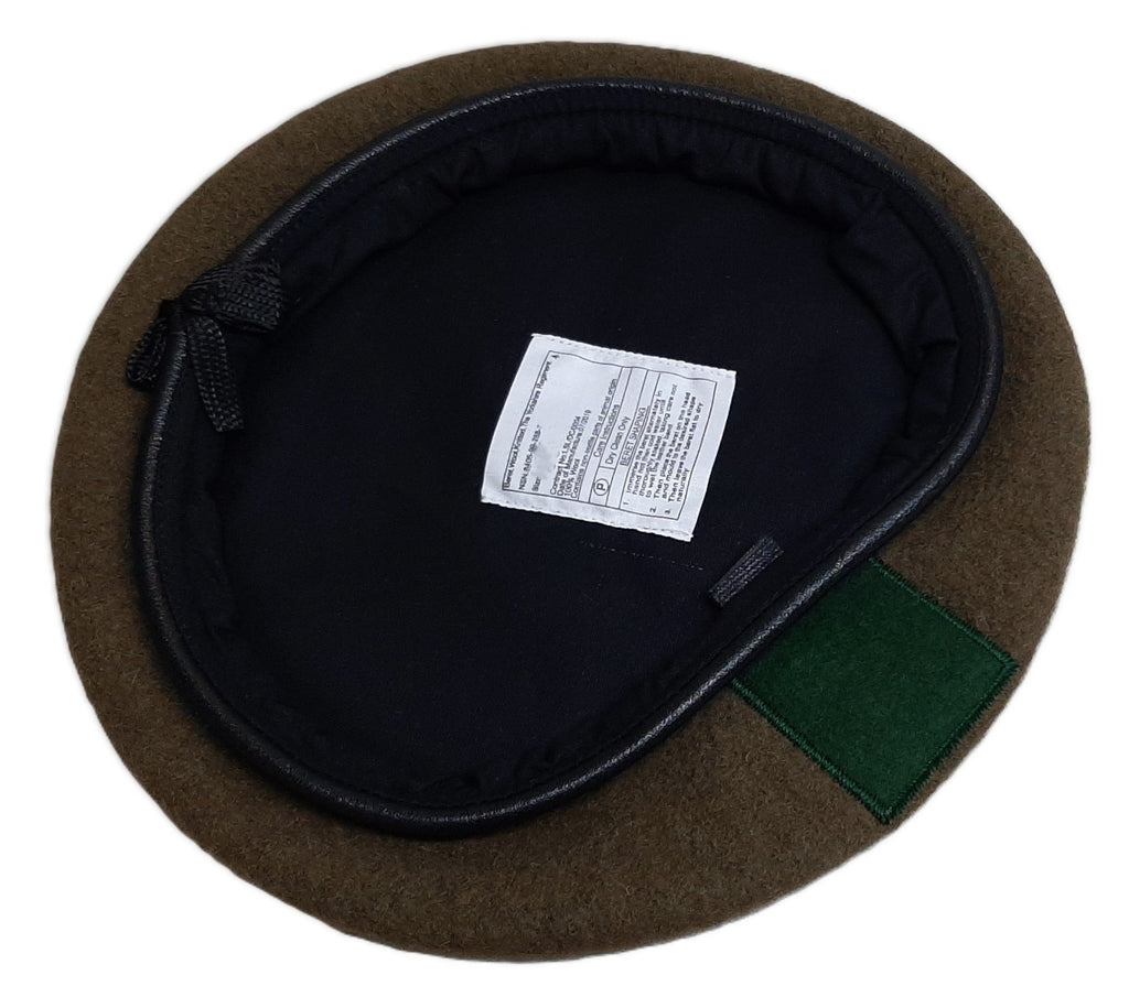 Yorkshire Beret Cap Khaki 100% Wool Outer British Army Pattern Leather Rim 63cm