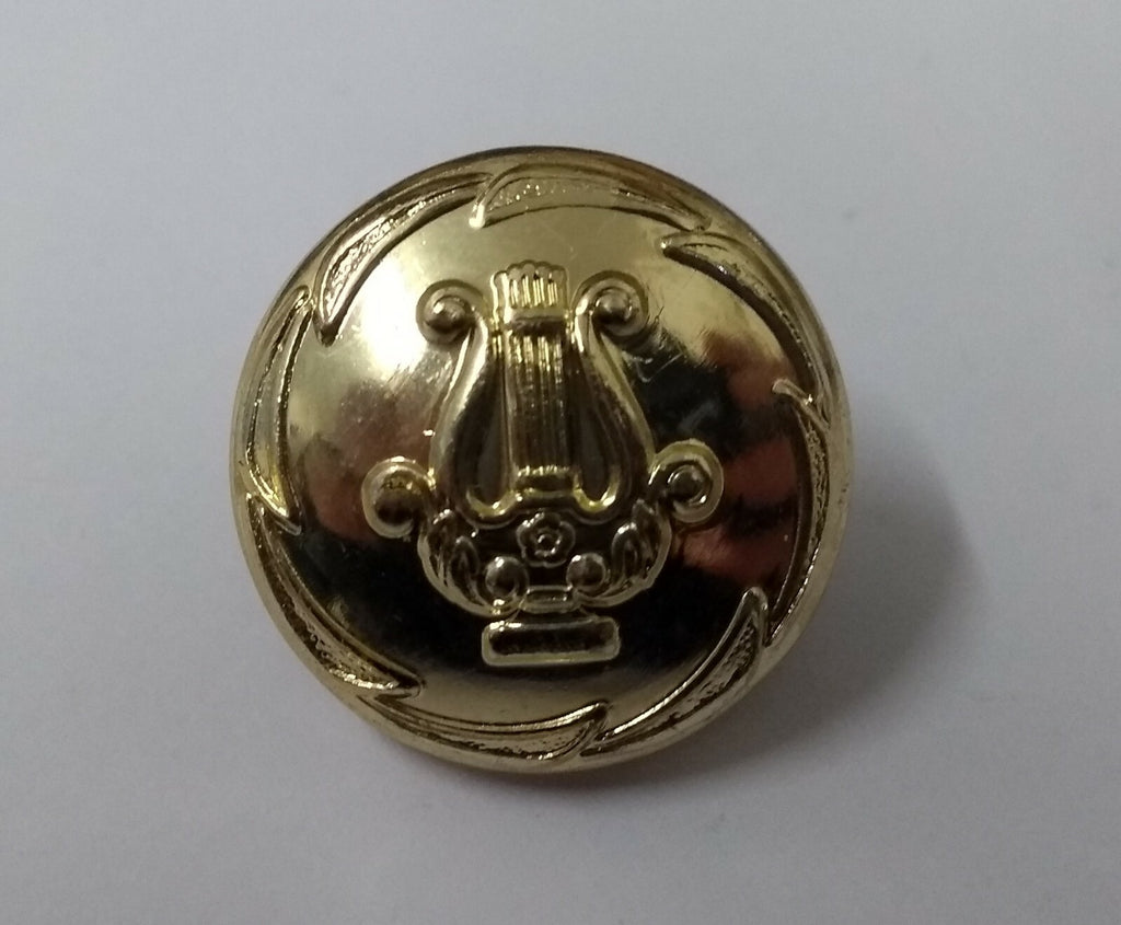 Lyre Harp Band Insignia Dress Uniform Ring Back Buttons 1 Set of 10 Buttons