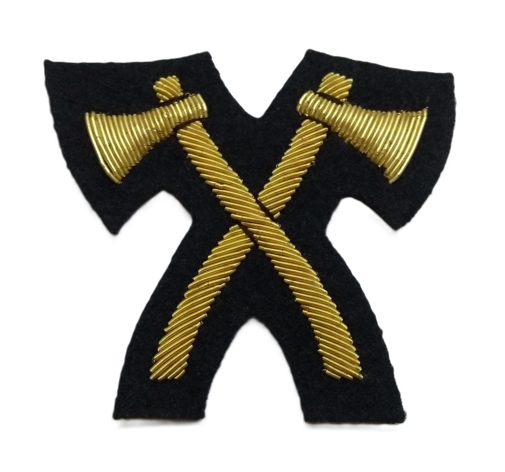 Mess Kit Badge Pioneer Axes on Navy British Hand Embroidered Arm Patch