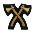 Mess Kit Badge Pioneer Axes on Navy British Hand Embroidered Arm Patch
