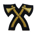 Mess Kit Badge Pioneer Axes on Navy British Hand Embroidered Arm Patch