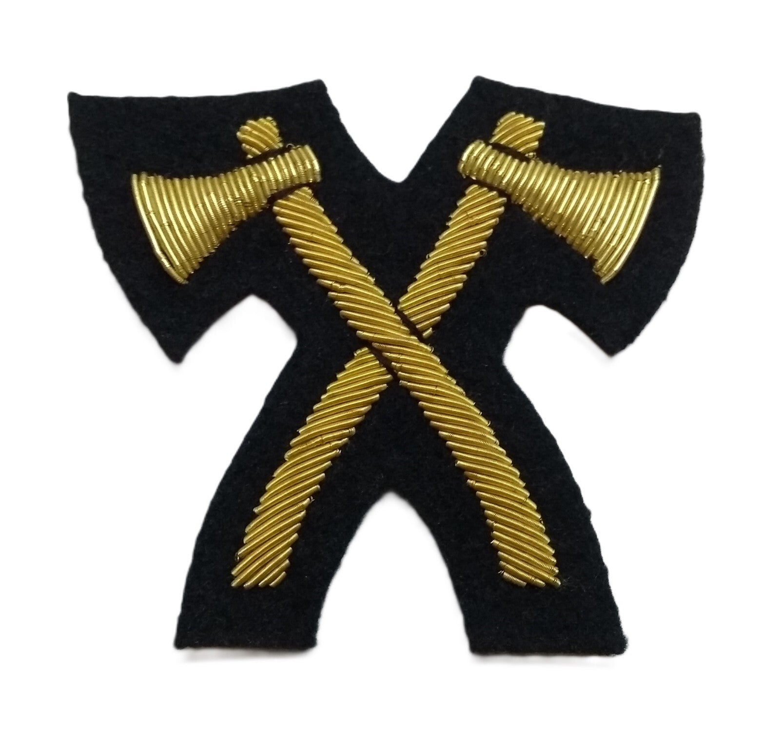 Mess Kit Badge Pioneer Axes on Navy British Hand Embroidered Arm Patch
