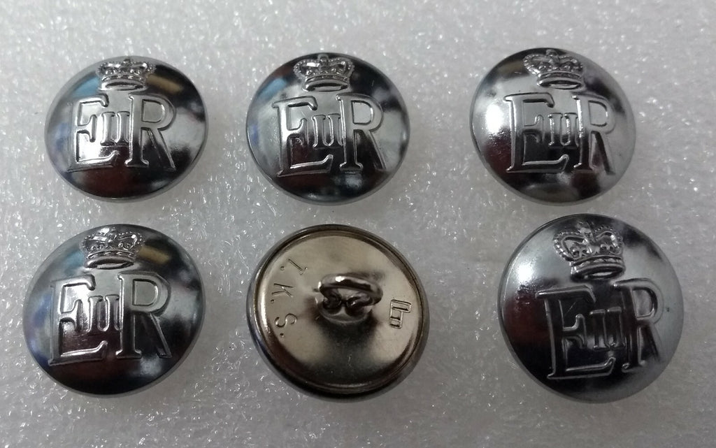 Genuine British Made Issue E R Crown Silver Buttons 30L 19mm