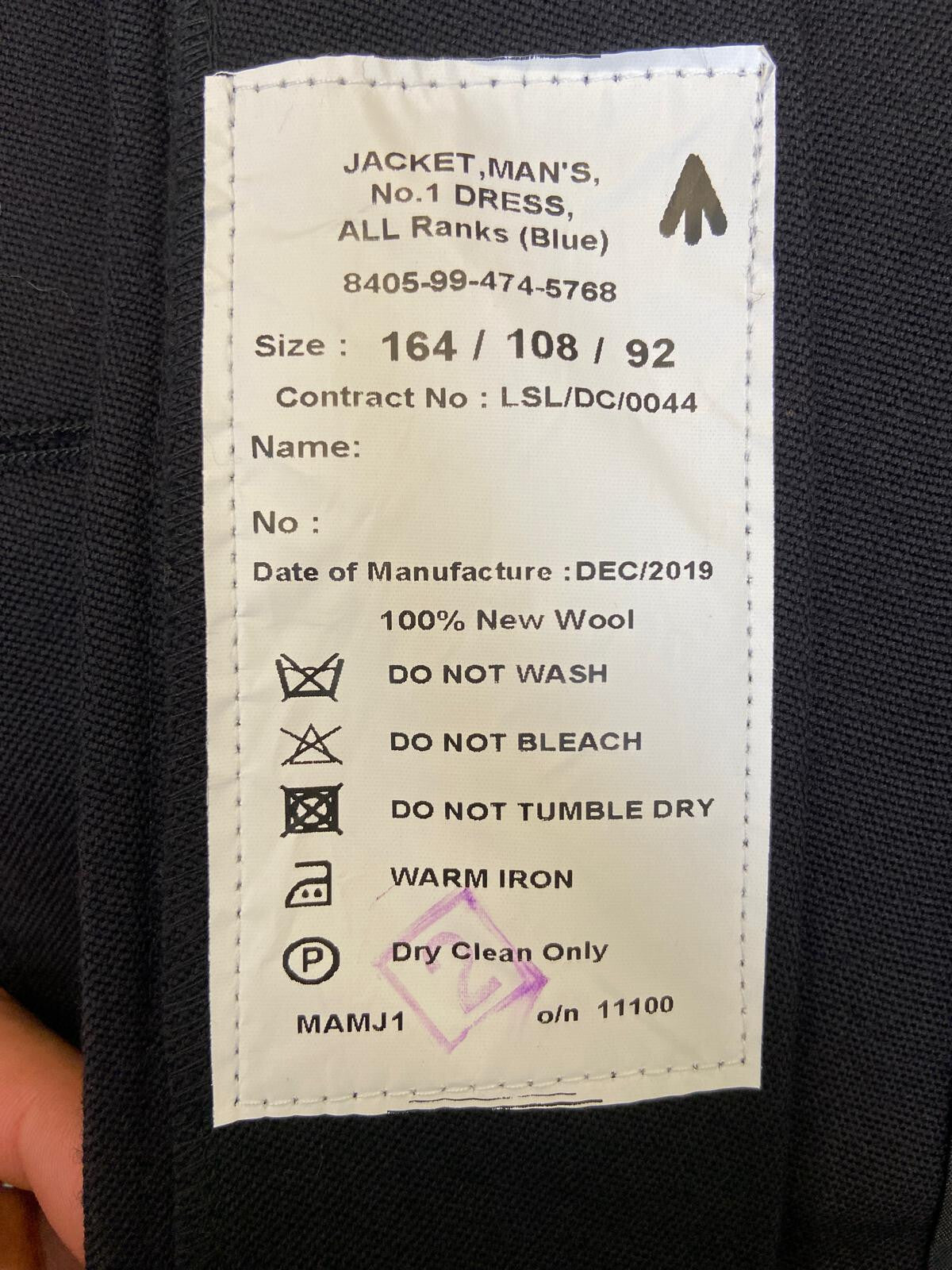 No1 Dress Jacket All Ranks Blues British Army Issue With Belt Size 108cm - NEW