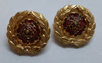 Vintage Royal Hampshire Regiment Officer's Gilt and Enamel Collar Badges X2