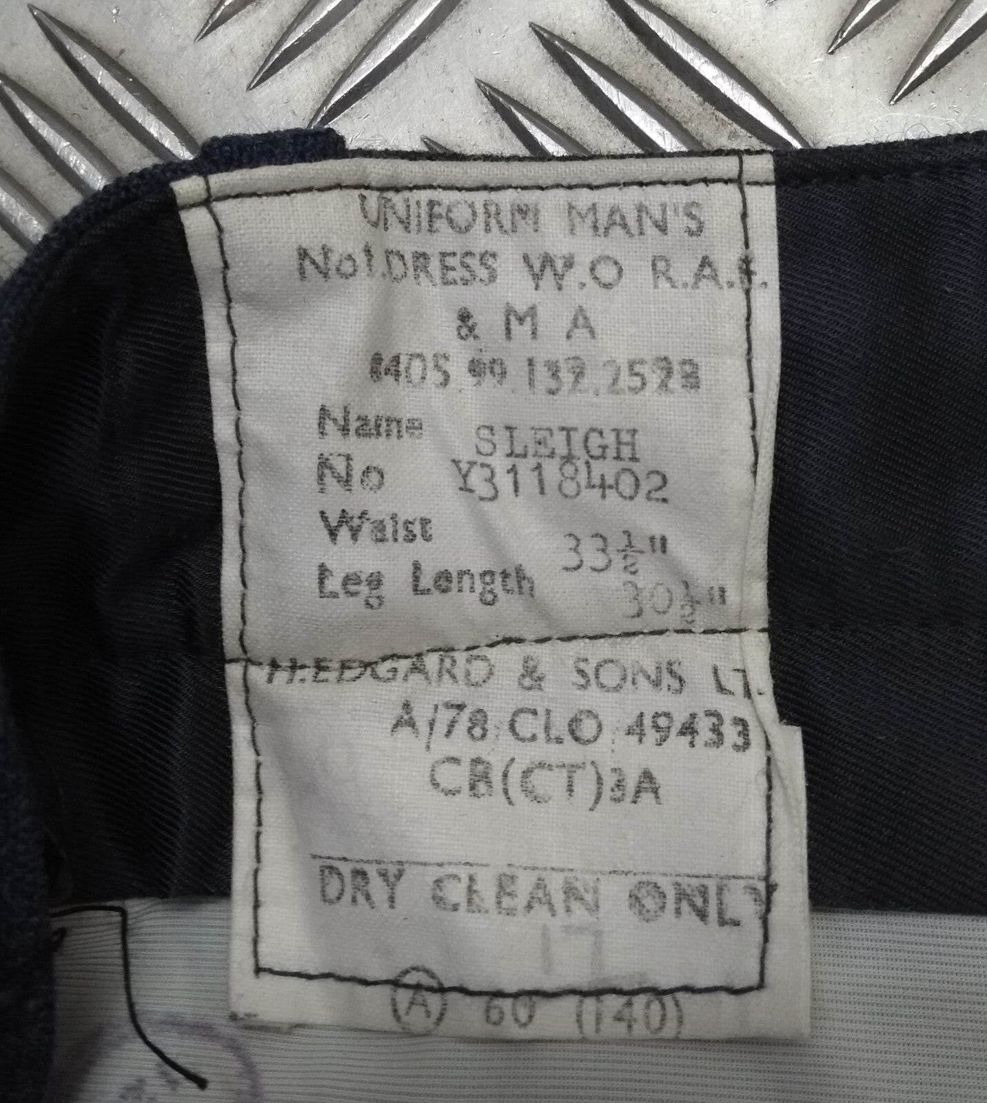 Vintage Trousers RAF Royal Air Force Blue Grey Colour No1 Type Old Pattern OFC