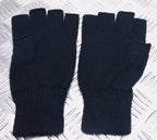 Quality Acrylic Black Fingerless Gloves / Mitts Knitted cuffs - Brand New