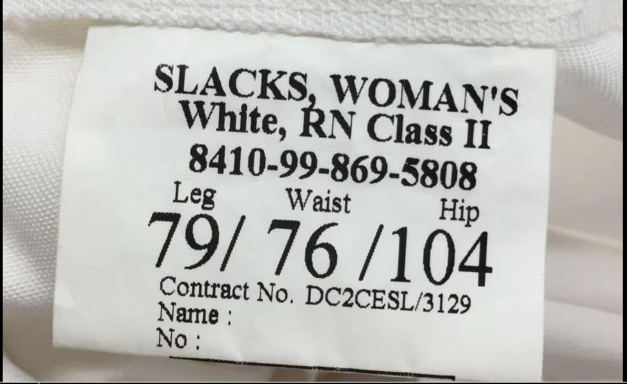 RN White Womans Slacks Class 2 CII RN Bell Bottoms Naval Sailor Assorted Sizes