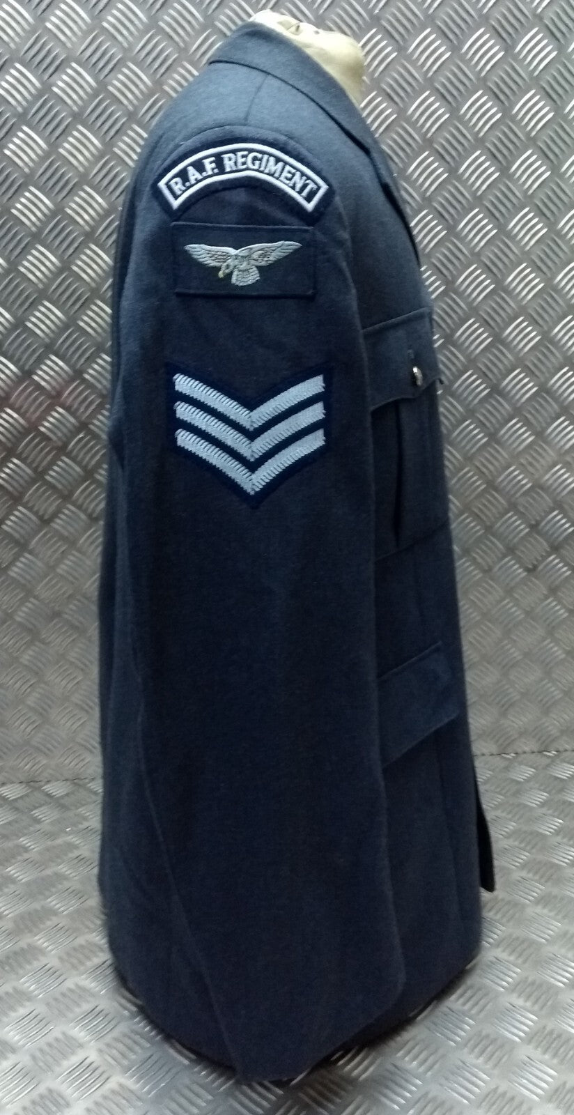 RAF Royal Air Force Jacket Airforce Blue Grey With Badges Size 120cm Long Fit