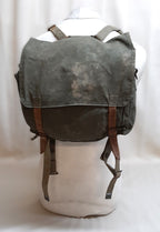 Vintage Military Bag Canvas Shoulder  or Mini Backpack Grey/Green G2 Distressed