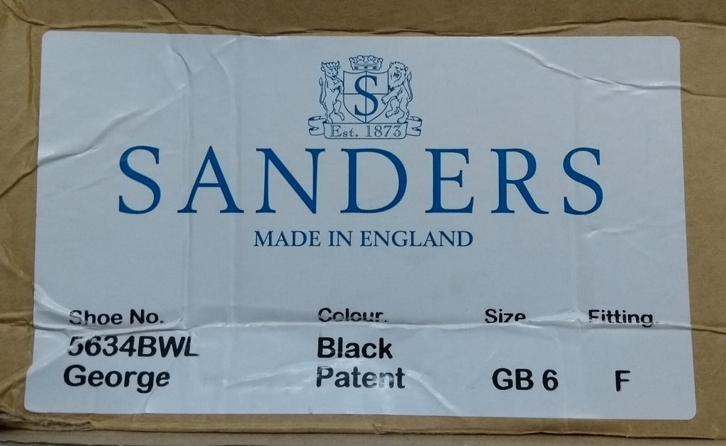 Sanders George Boots Officers Black Patent No Spur Box Housing Size 6