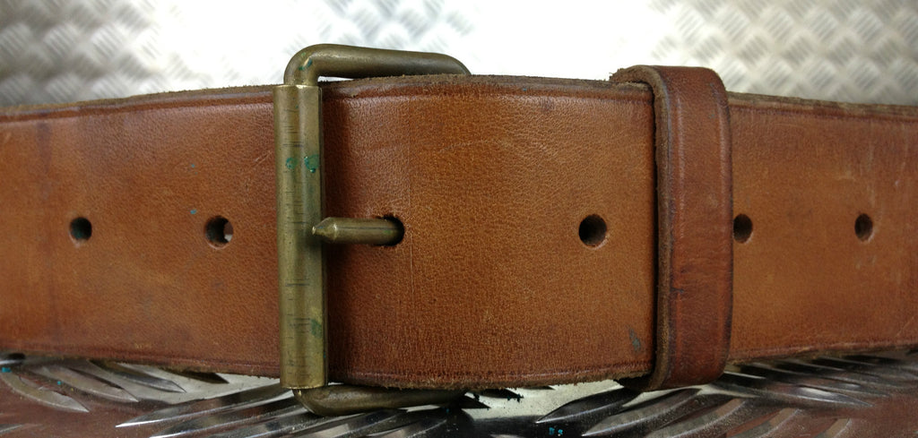 Swedish Army Unique Vintage Brown Leather Trouser Belt - All Sizes Lot2