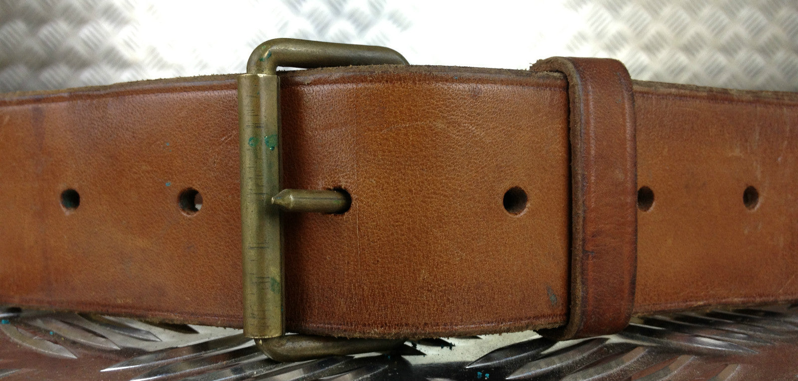Swedish Army Unique Vintage Brown Leather Trouser Belt - All Sizes Lot2