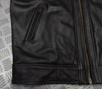 Leather Bomber Jacket Full Collar CWU Style Black Lined Casual Zip Front Coat