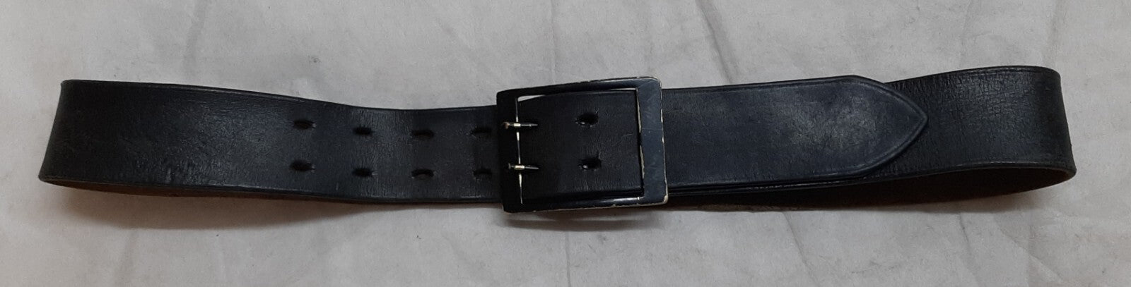 Vintage Leather Belt Solid Brass Double Prong Painted Buckle 1 3/4 Wide Size 38"