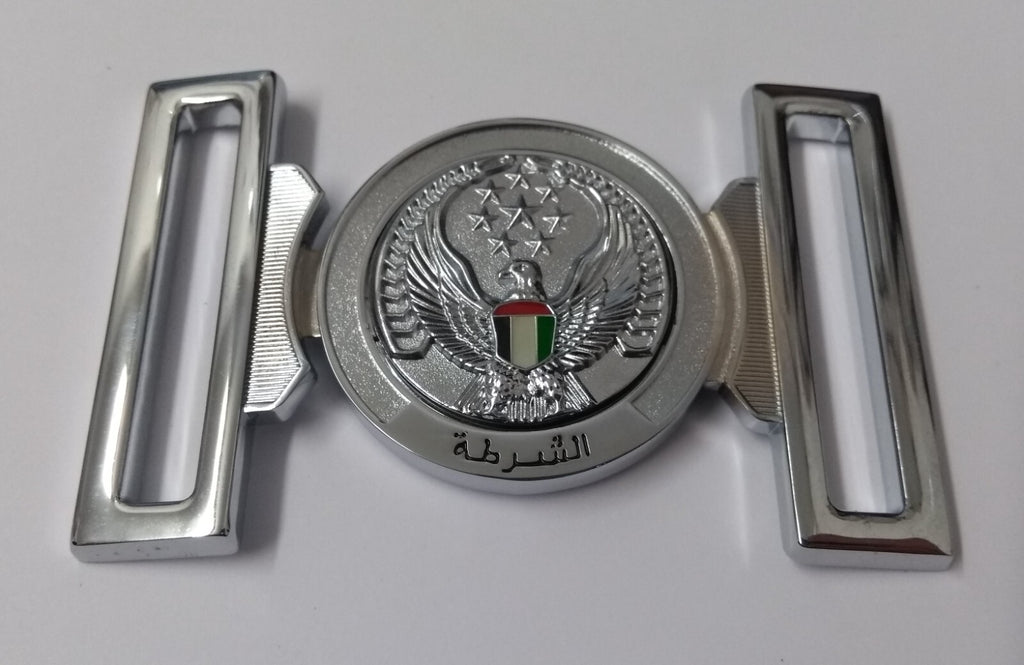 Abu Dhabi Buckle UAE Chrome Insignia Belt Locket Clasp Made in England 53mm