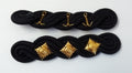 Captain Shoulder Cords British Made Rank Pips Bath Stars on Navy Blue Cord