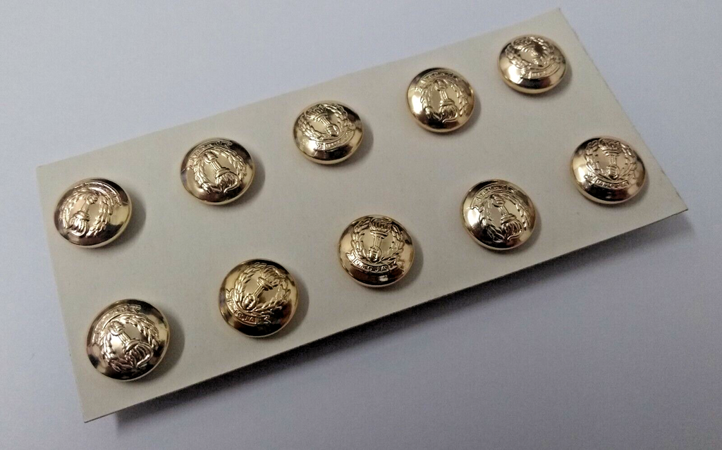 Gold Ring Buttons, Reef and Hand Holding Torch. 12mm x 10- NEW