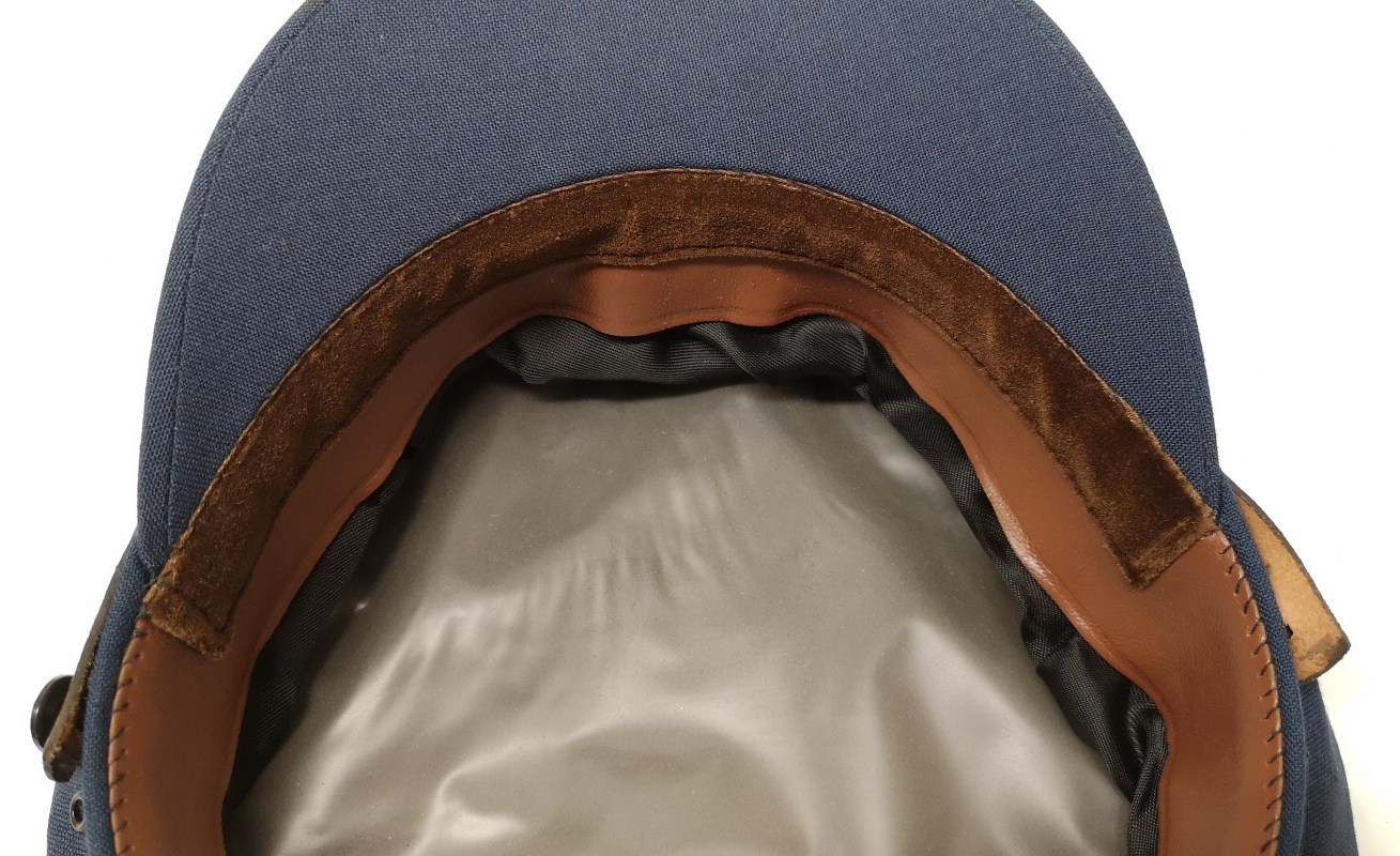 Plain Blue Cloth Peaked Hat with Chinstrap Size 55cm Hobson & Sons London
