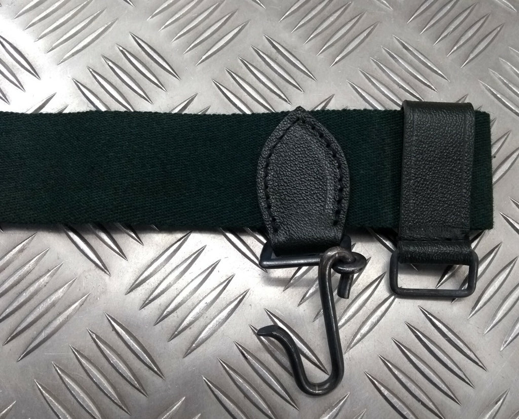 Ceremonial Canvas Belt Green With leather and Metal Fittings British Made