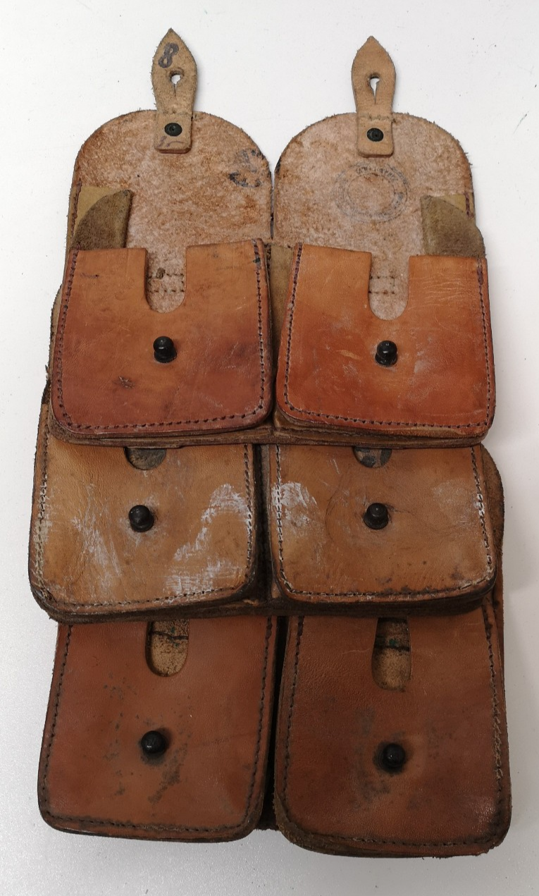 Vintage Double Leather Ammo / Utility Pouches set of 3