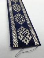 Blue or Black Cotton Lace with Silver Metalised Polyester Composite British Made