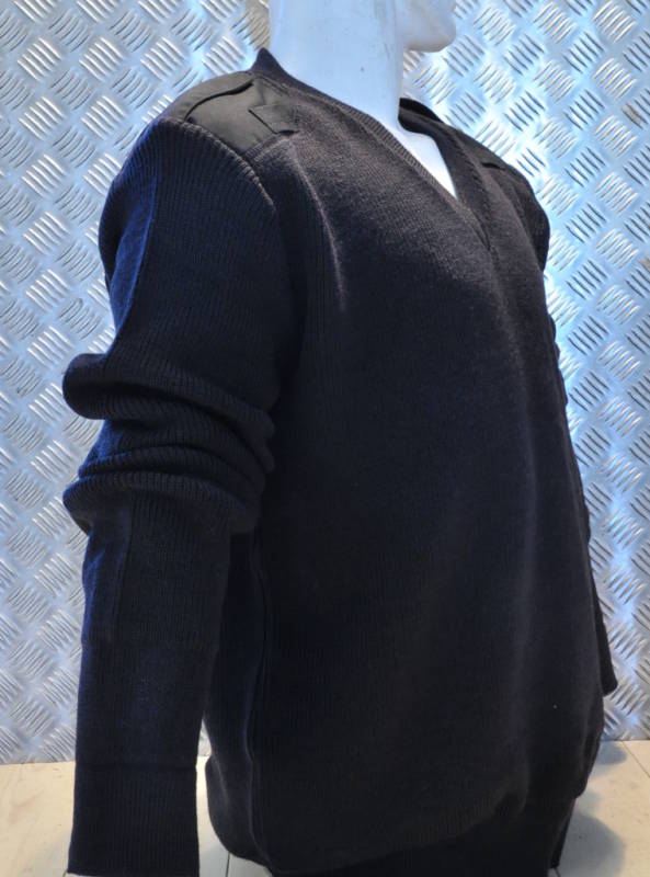Black V-Neck Jumper 100% Wool - Size 42" - Large Genuine British NEW