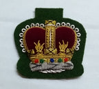 Warrant Officer Crown No1 WO 2 Green British Army Hand Embroidered Arm Patch
