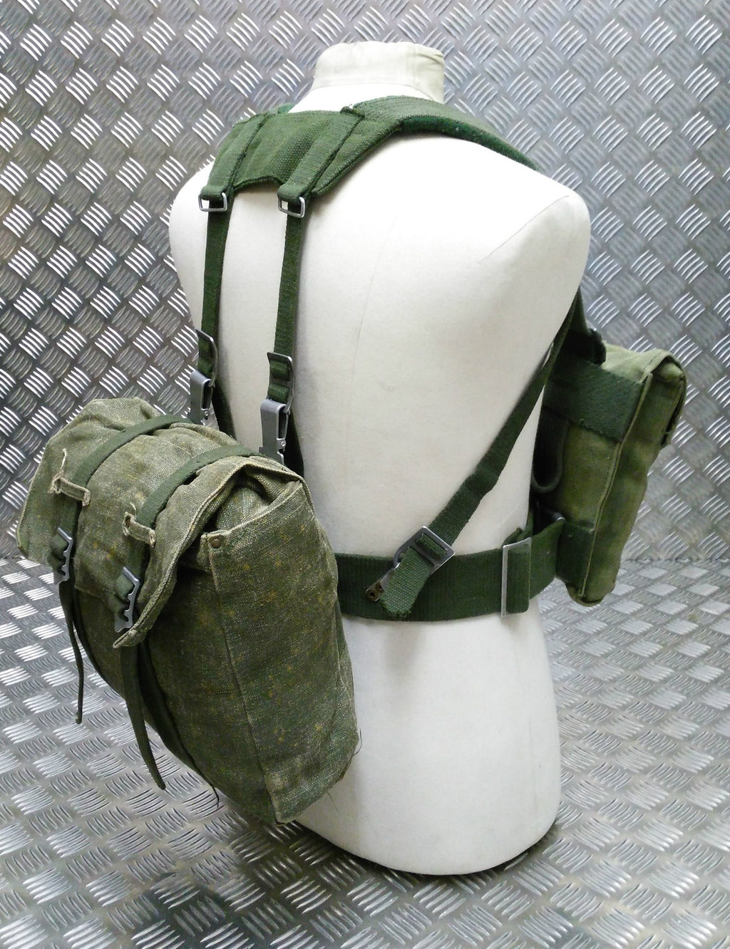 Genuine Vintage Army Webbing Set / Battle Pack Belt And Pouches Heavy Canvas G2