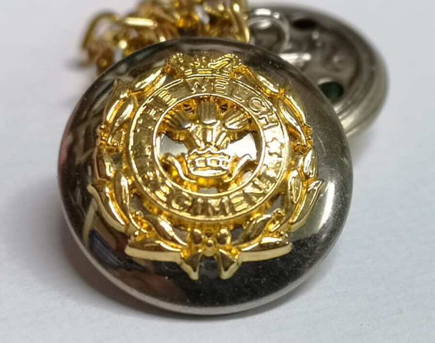 The Welch Regiment Raised Mess Dress Buttons with Chain 15.3mm 24L
