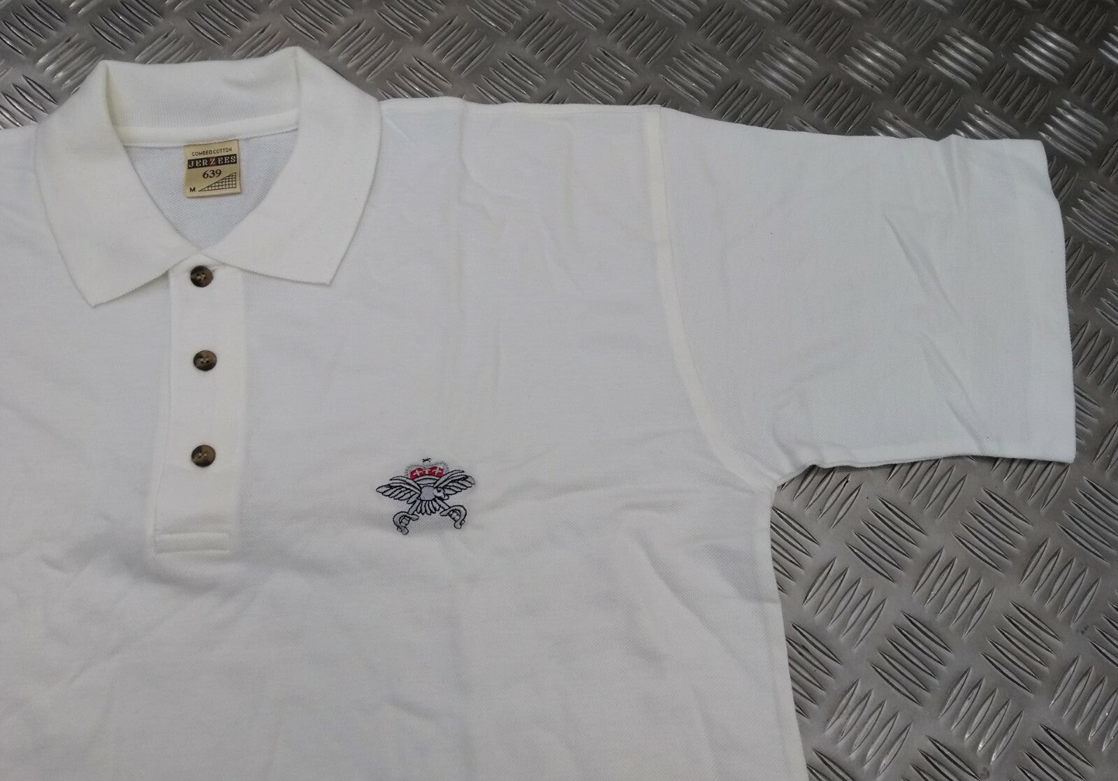 RAF Royal Air Force PTI White Polo T Shirt with Jerzees Physical Training Instructor Logo