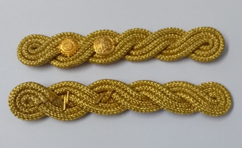 Lt Colonel Shoulder Cords Ceremonial Wire Cord Shoulder Epaulettes & Rank Pips