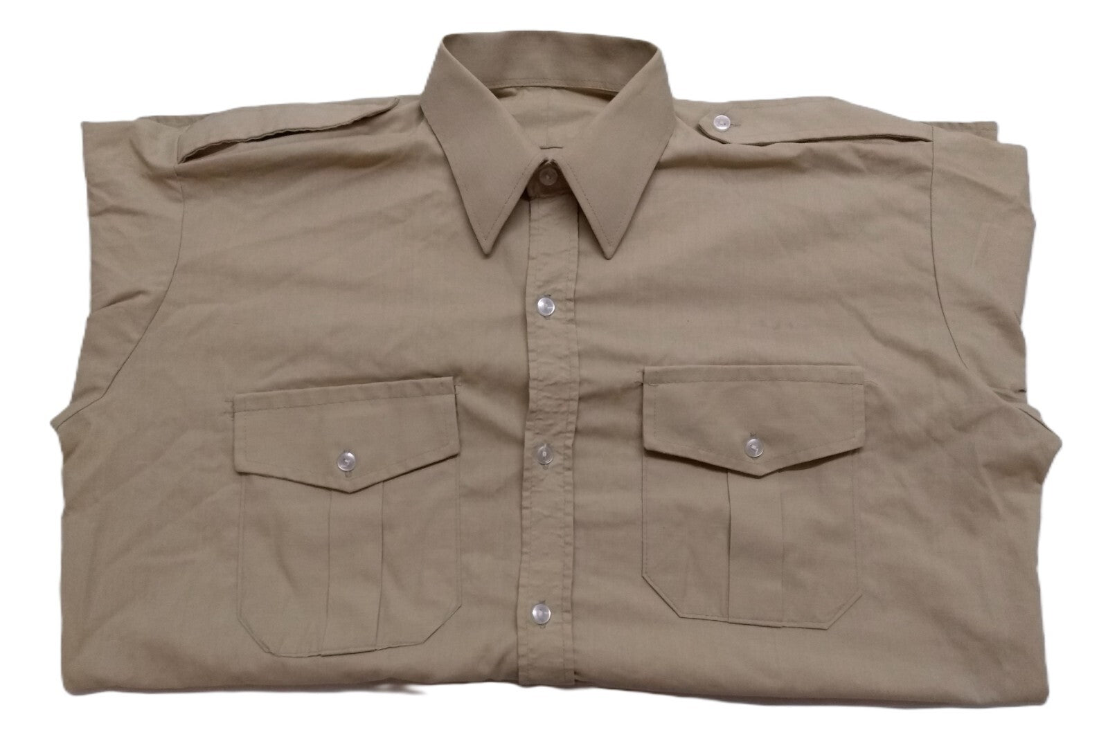 Vintage Combat Shirt Army Style Fawn / Khaki Dress Long Sleeves Size 15"