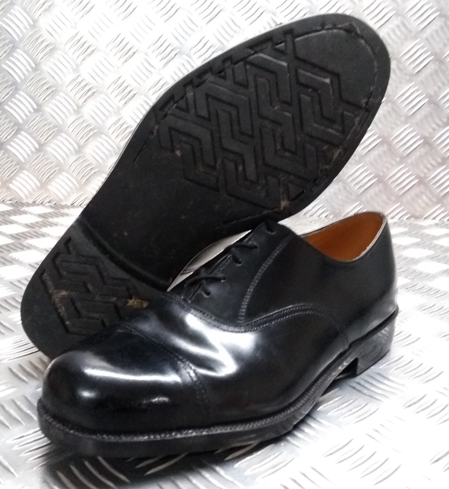 Service Shoes Black Leather British Army Pattern DMS Sole Toe Cap Section USED