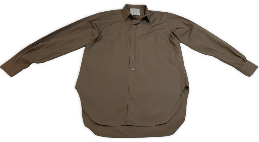 Vintage Combat Shirt Brown / Khaki Dress Long Sleeves Collar Size 16"