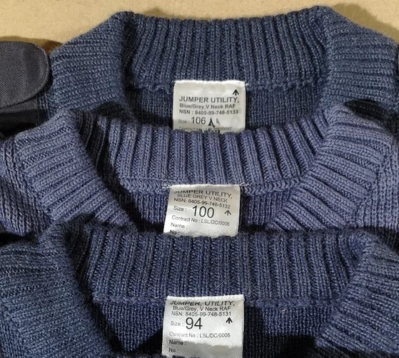Utility Jumpers RAF Royal Air Force Blue Grey Colour V-Neck Chests 94 100 106cm bundle of 3