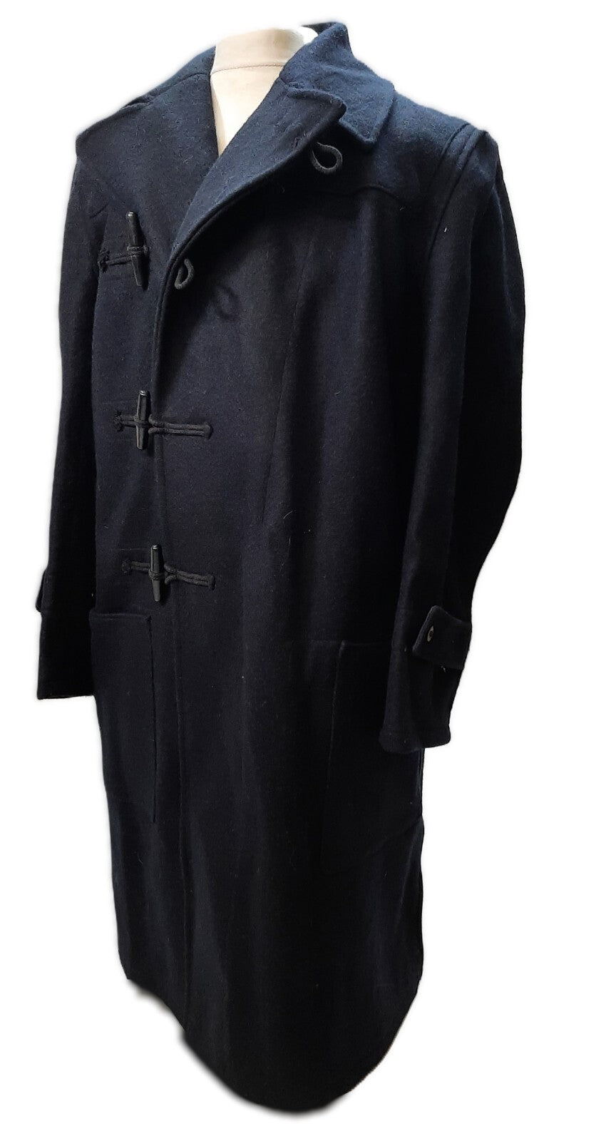 Vintage Duffel Overcoat British Made Naval Wool Coat With Toggle Closure Size 5
