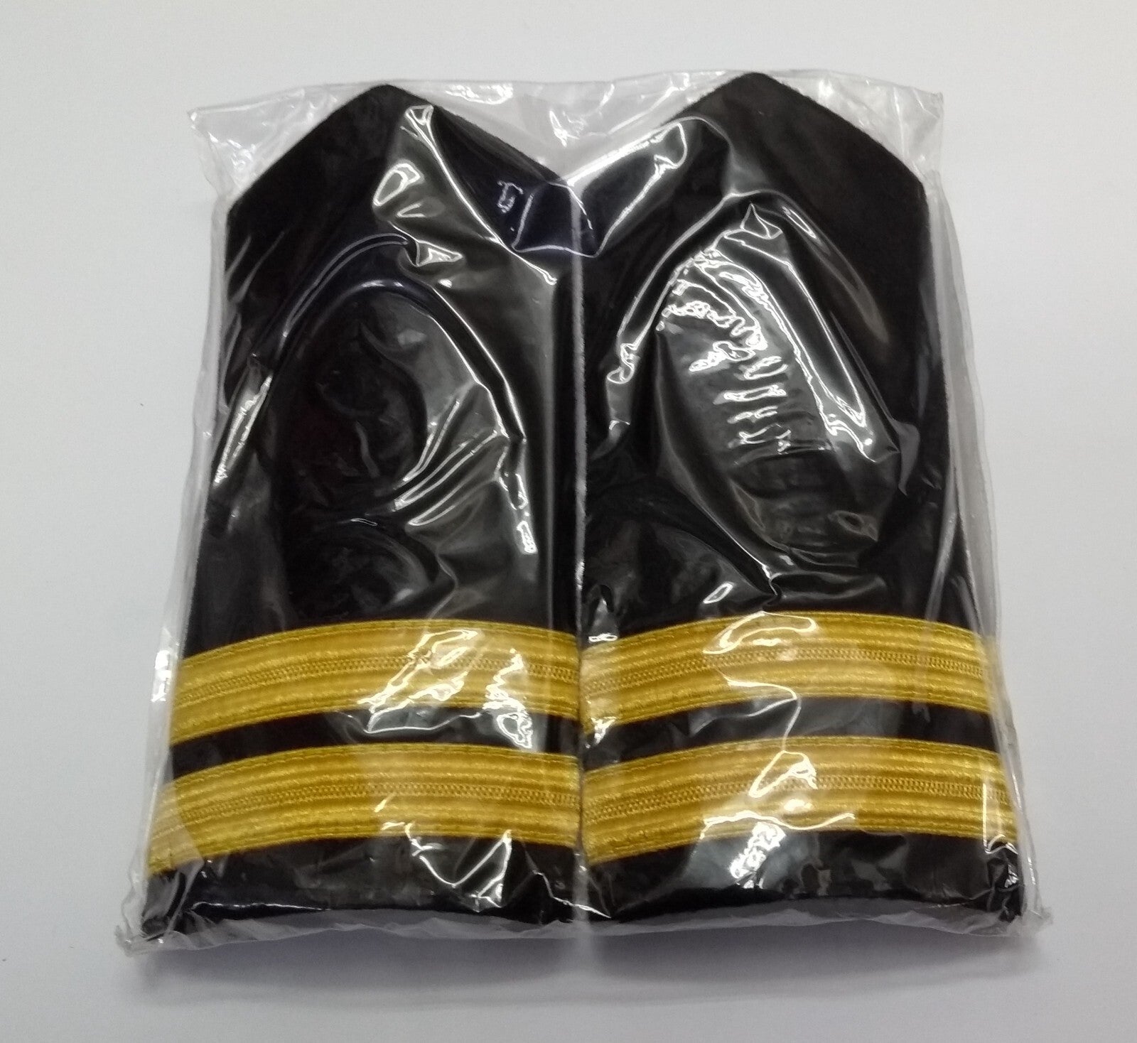 Naval Issue 2 Bar Gold Lace Officer Rank Shoulder Boards Leather Lace Backed