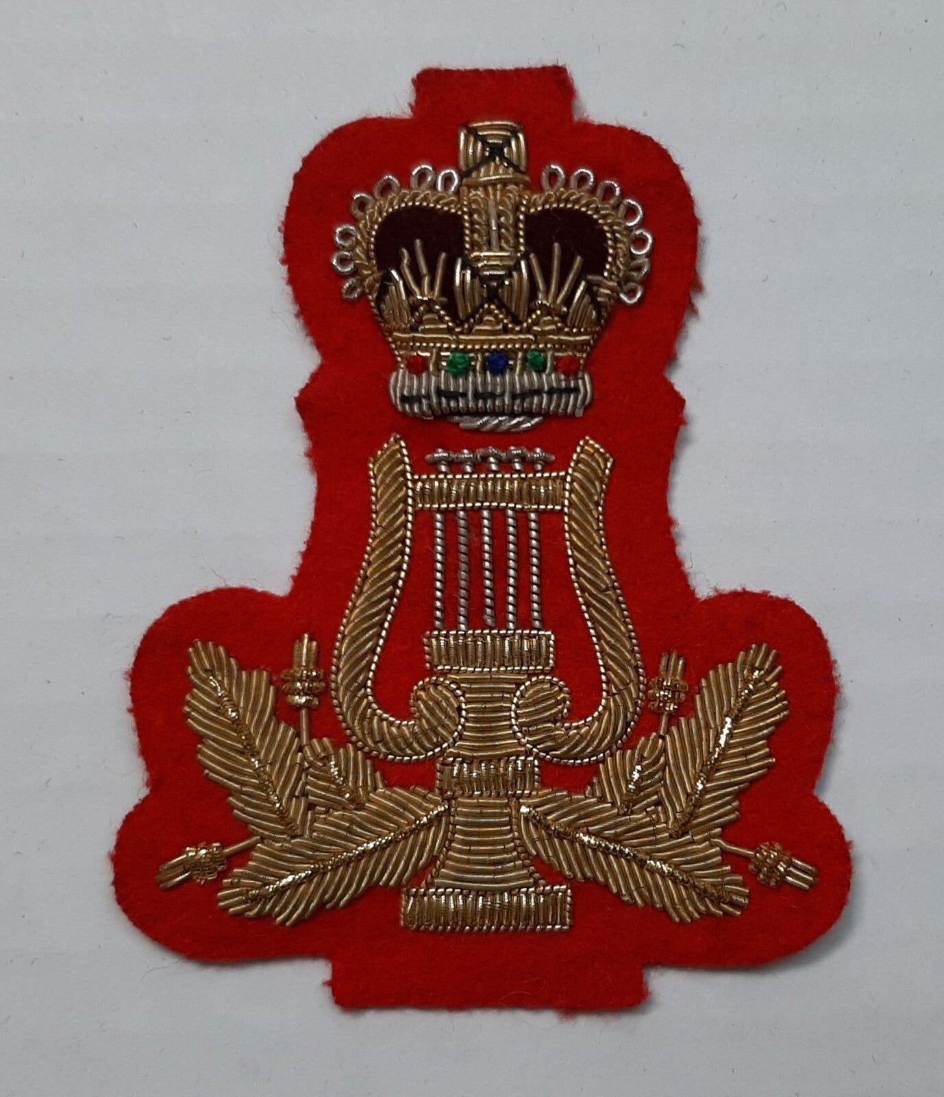 Lyre and Crown No1 and Ceremonial Dress British Army Red Embroidered Arm Patch