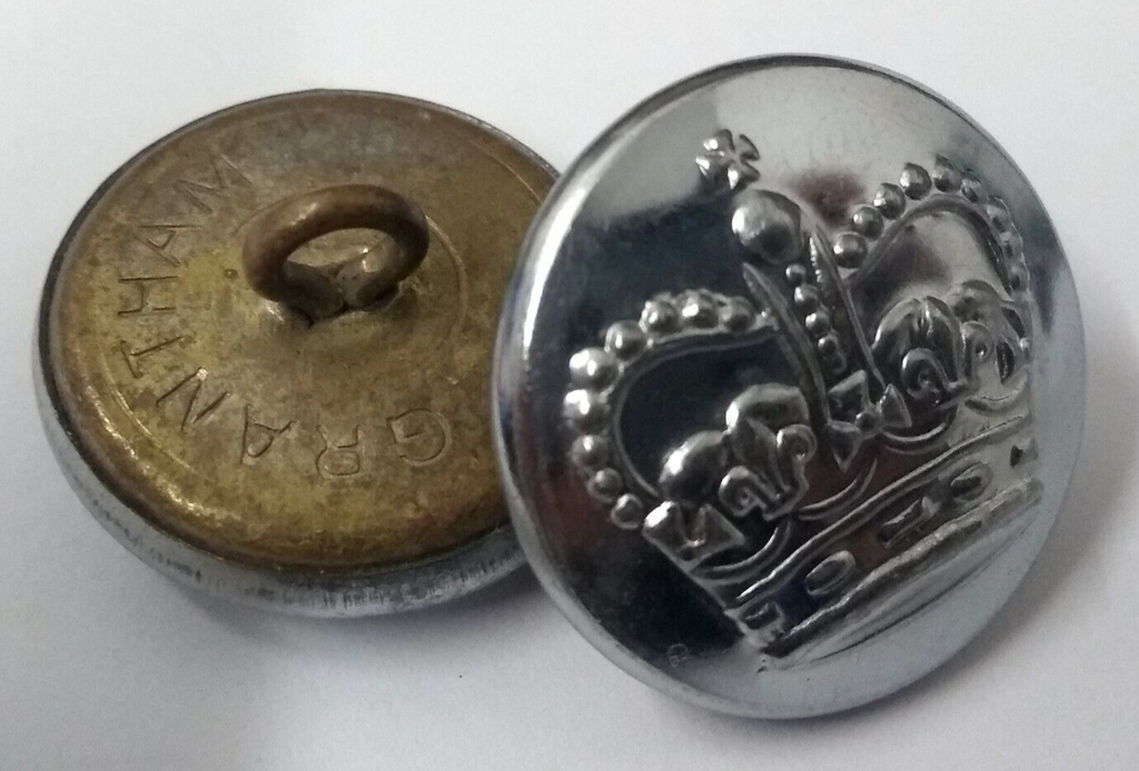 Genuine Vintage British Issue & Forces Silver Queens Crown Buttons X2 SBP2