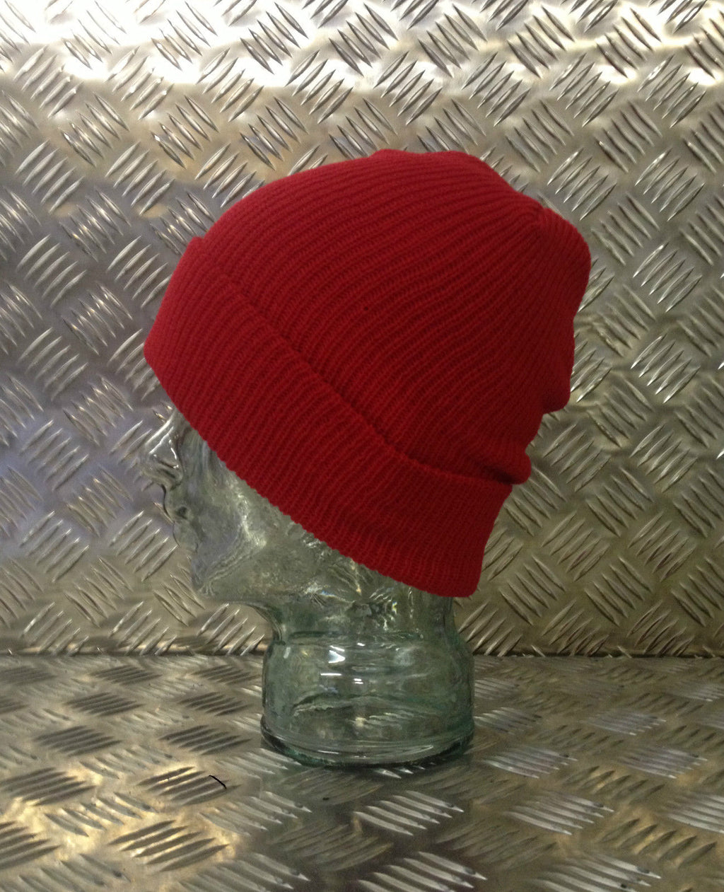 Red Knitted Beanie Hat / Watch Cap / Woolly Hat - One size - NEW