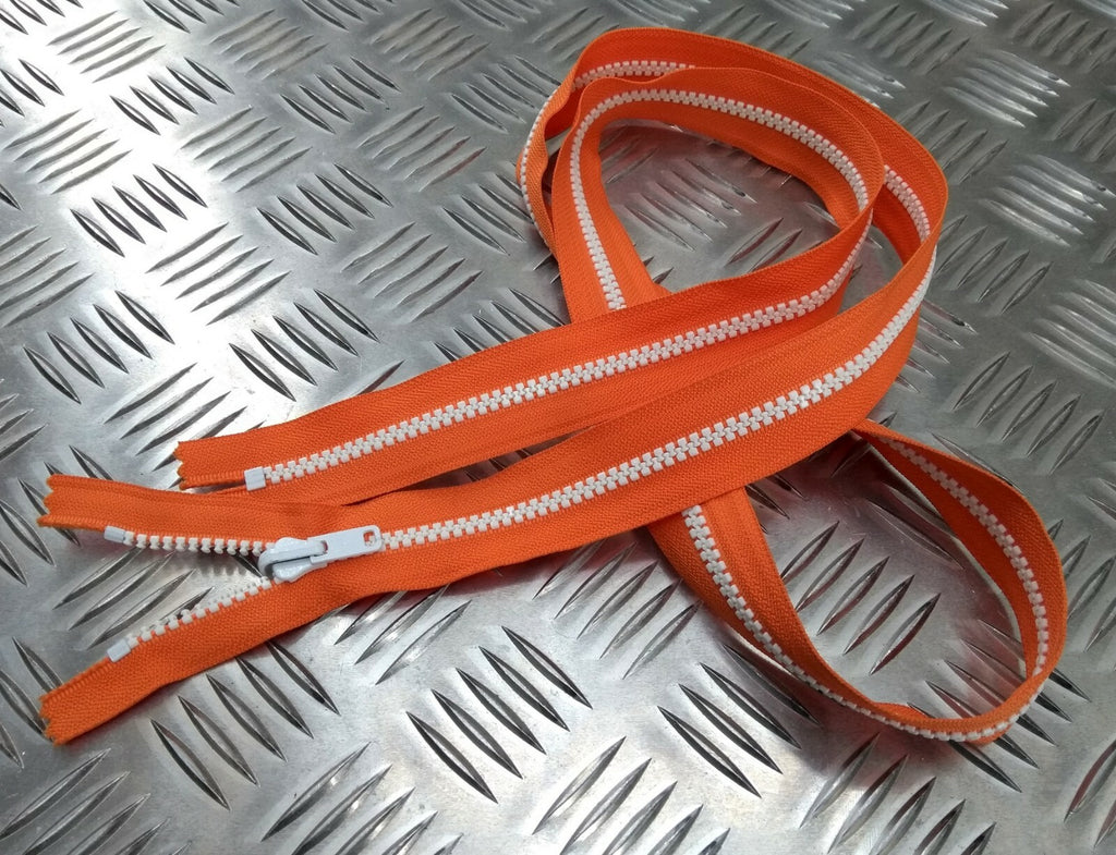 British YKK 136cm Closed End Orange & white Zip Zipper