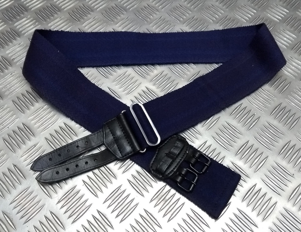 Royal Navy Blue Stable Belt Double Leather Straps & Chrome Slide Adjust Max 34"