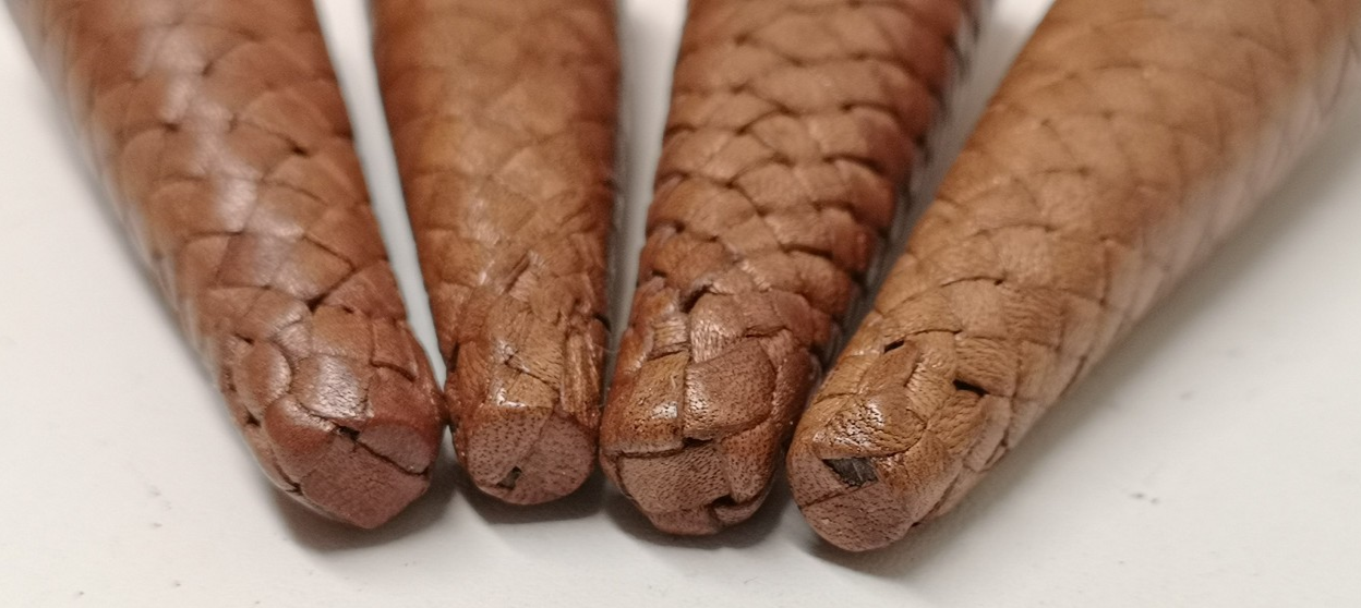 Sword Knot Acorns Brown Leather Bound Replacement Parts set of 4