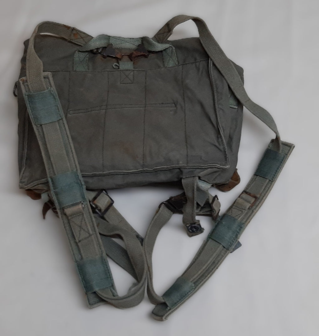 Vintage Military Bag Canvas Shoulder  or Mini Backpack Grey/Green G2 Distressed