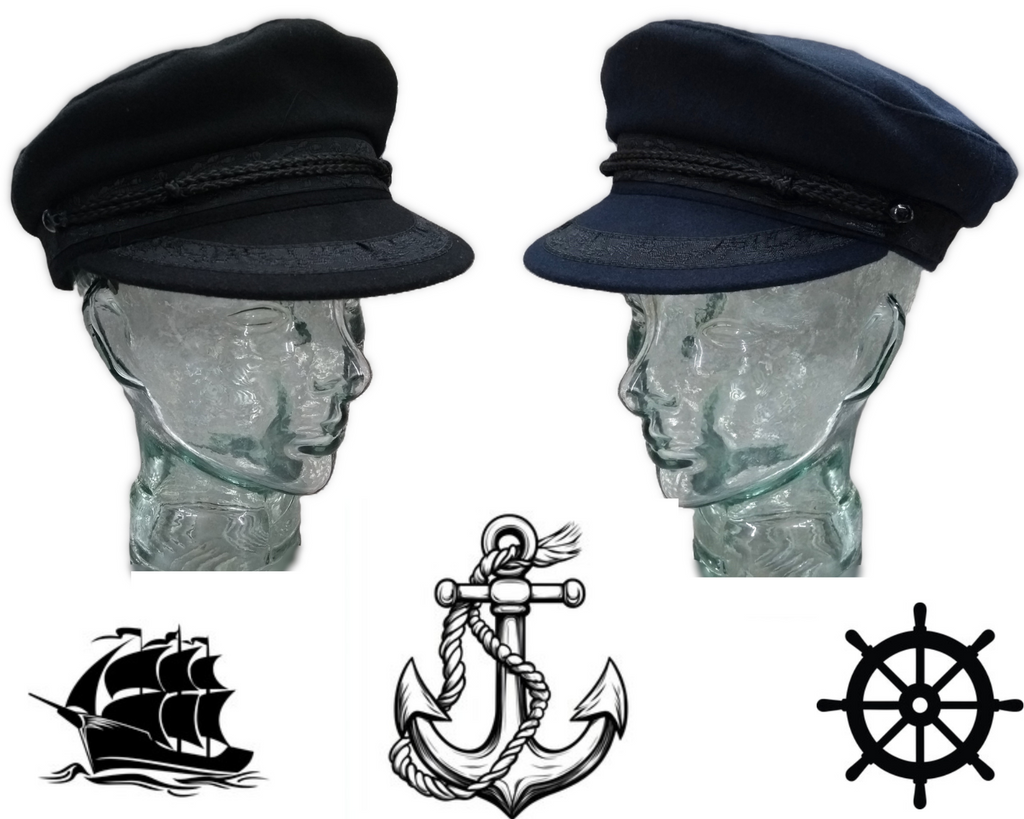Maritime Sailor Cap, Naval Breton Type Greek Fisherman & Yachtsman Boating Hat