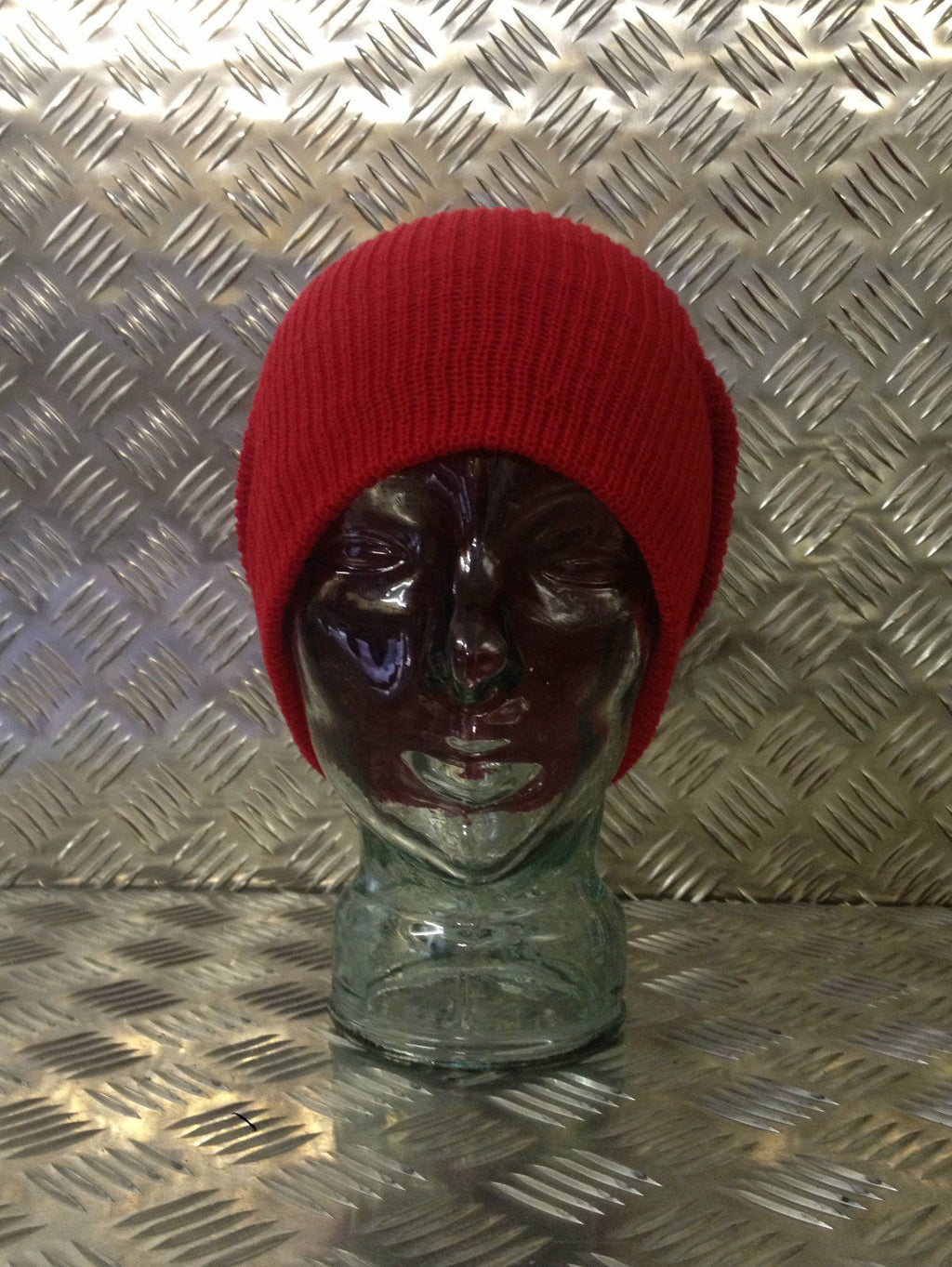 Red Knitted Beanie Hat / Watch Cap / Woolly Hat - One size - NEW